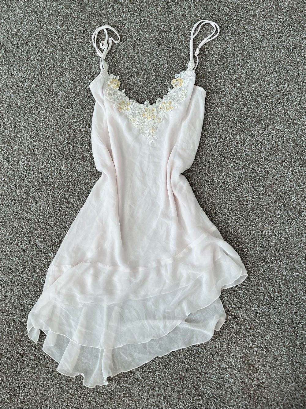 VTG Linea Donatella Sheer Beaded Chemise Slip Coquette AssymetricalHem Fairycore